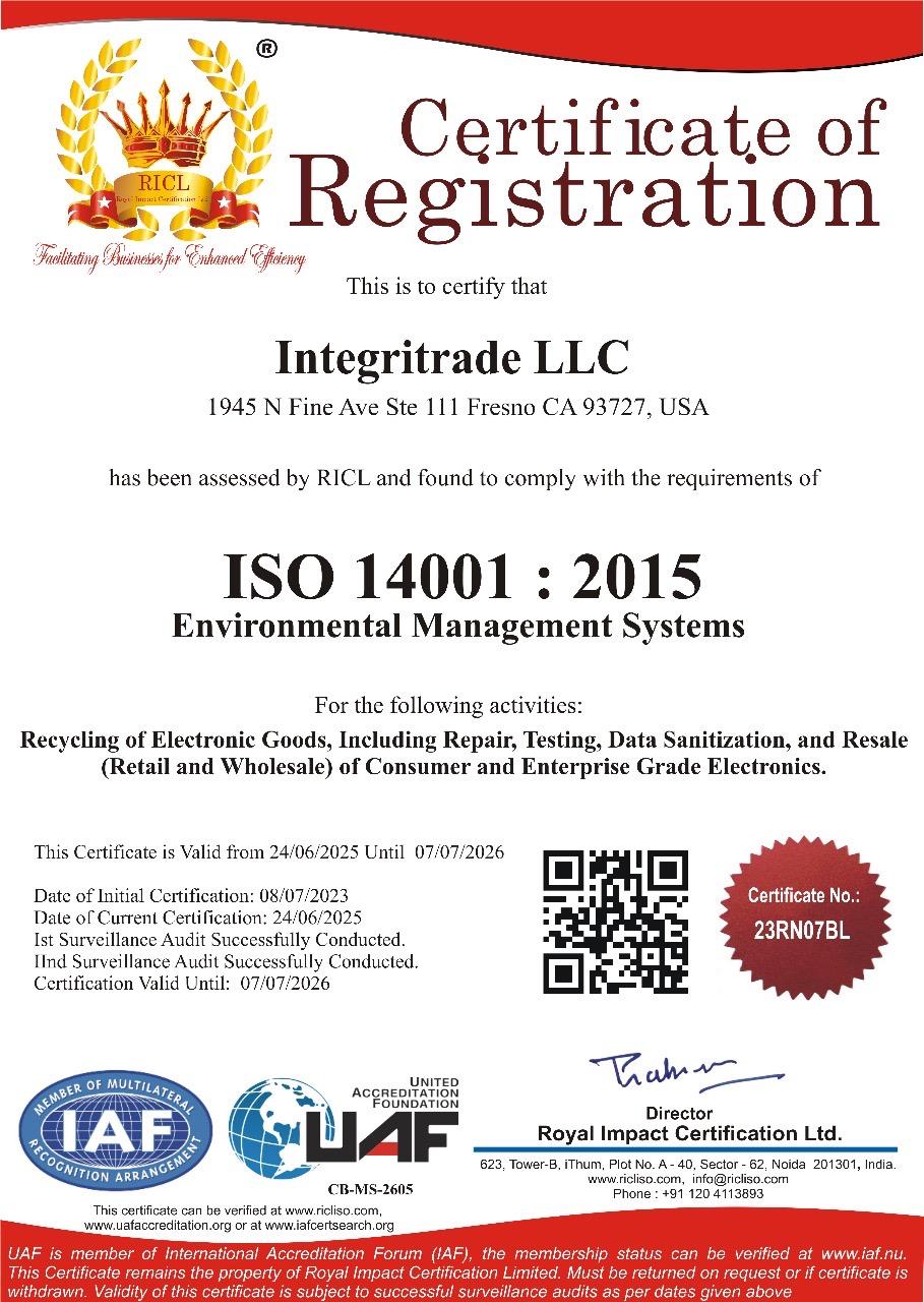 ISO 14001 certificate — Royal Impact Certification Ltd.