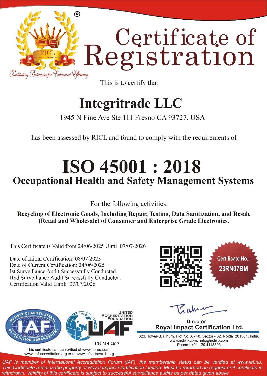 ISO 45001 certificate — Royal Impact Certification Ltd.