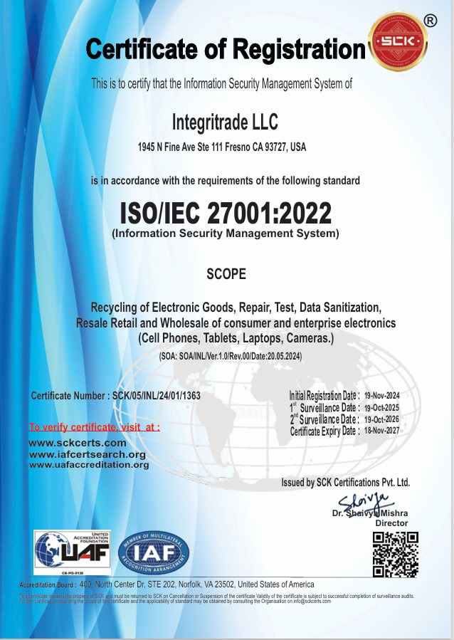 ISO/IEC 27001 certificate — SCK Certifications Pvt. Ltd.