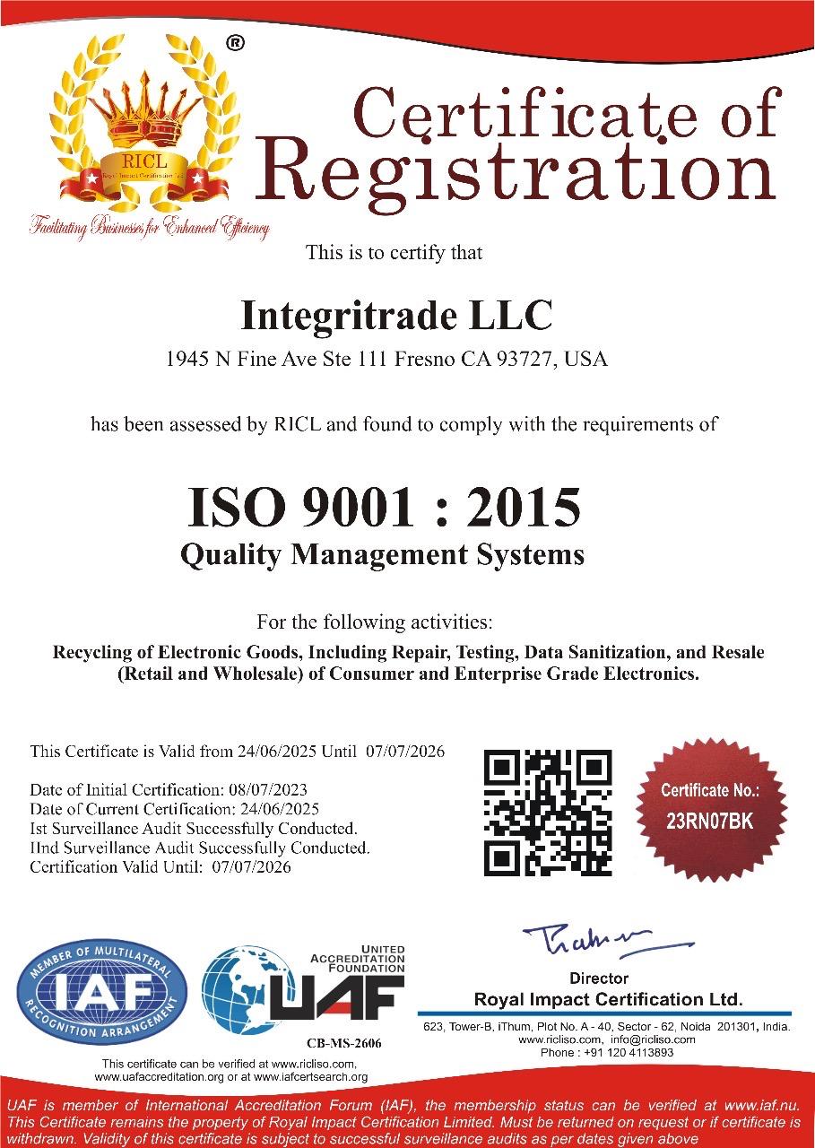 ISO 9001 certificate — Royal Impact Certification Ltd.