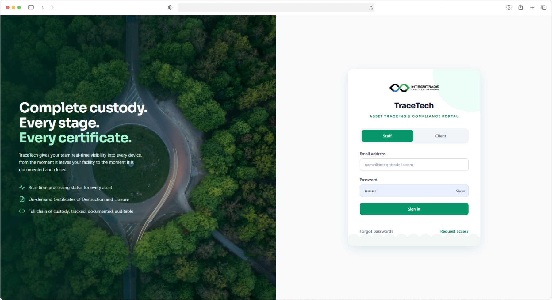 Integritrade TraceTech AI ERP — proprietary AI-integrated ITAD asset tracking platform