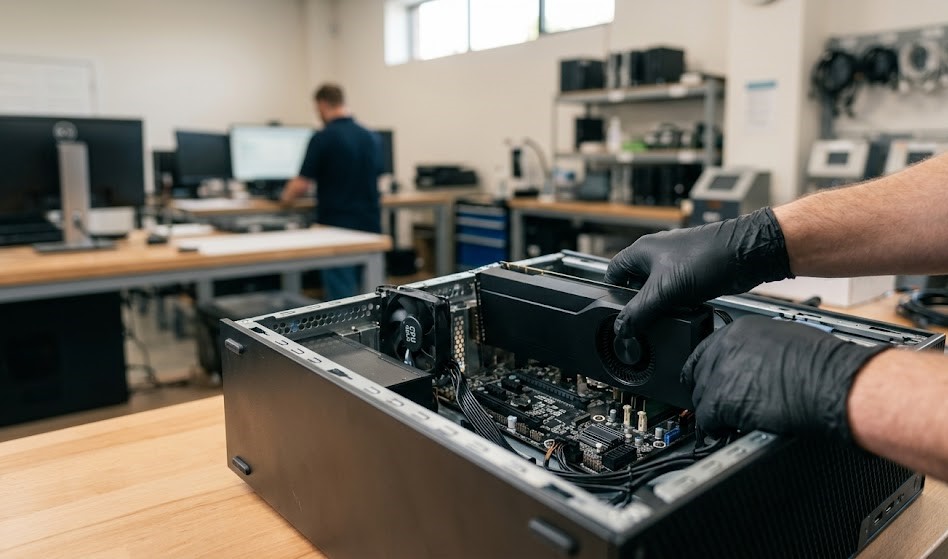 IT asset disposition process with technician handling server hardware