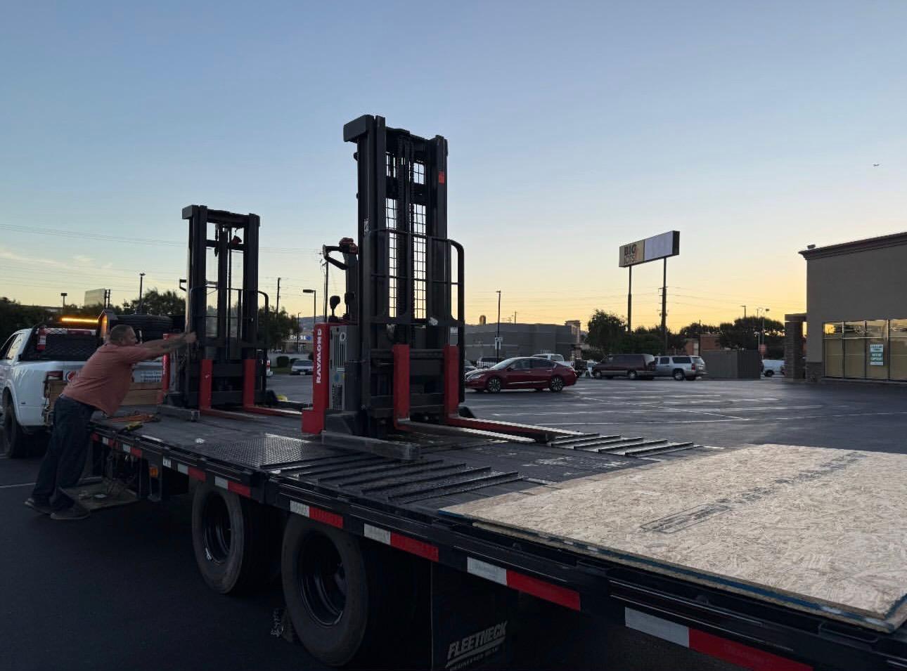 Pallet racking bundled and prepared for recovery